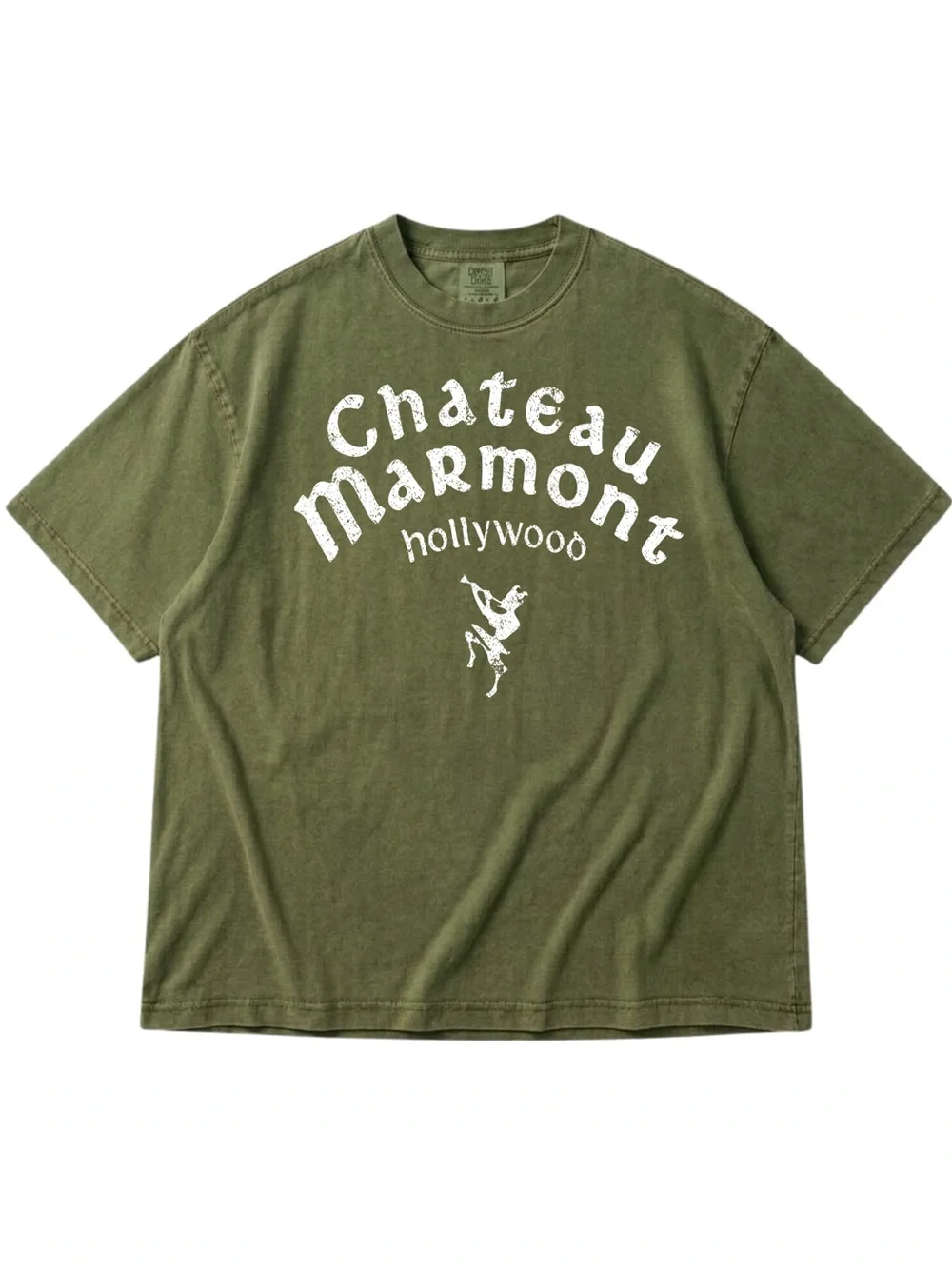 Comfort Colors Moss Short Sleeve Tee with White Chateau Marmont Graphic